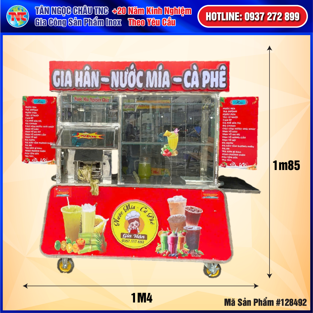 Mẫu Xe Nước Mía Thiết Kế Lô Kim Cương - 12 Bạch Đạn - Motor 800w Decal Trang Trí Siêu Đẹp